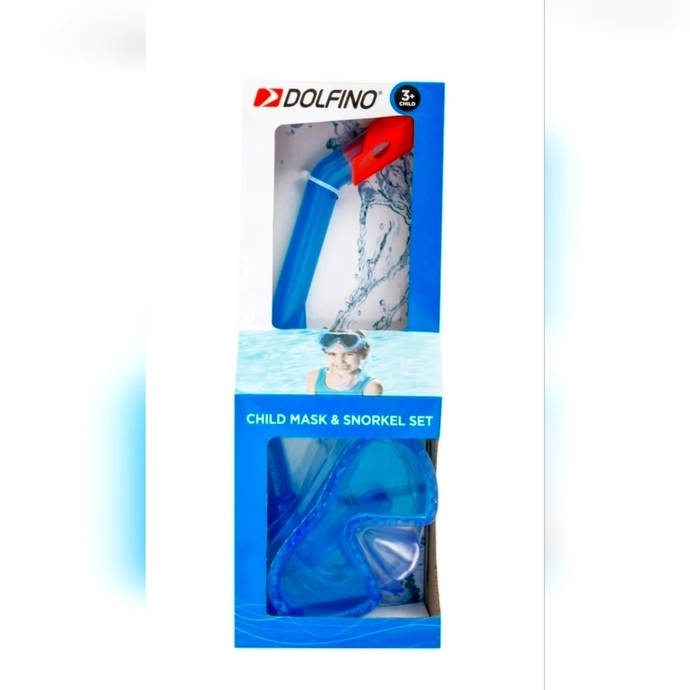 Dolfino Child Mask & Snorkel Set - 3+. Hypoallergenic. Splash Guard On Snorkel
